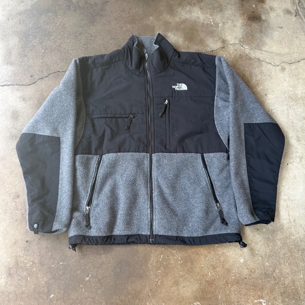 The North Face Denali Jacket Mens M Grey Excellent Full Zip Fleece Pit Zips
